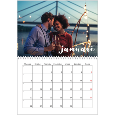Fotokalender A4 Dubbel (30 x 40 cm) — Schuingedrukte letters [Januari]